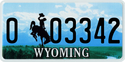 WY license plate 003342