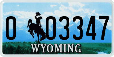 WY license plate 003347