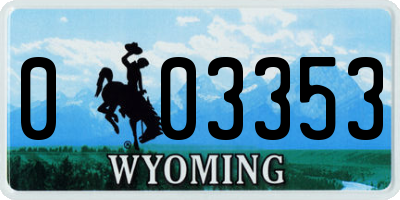 WY license plate 003353