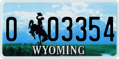 WY license plate 003354