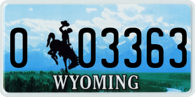 WY license plate 003363