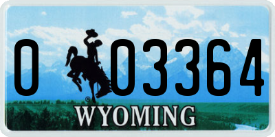 WY license plate 003364