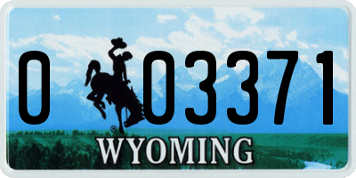 WY license plate 003371