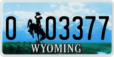 WY license plate 003377