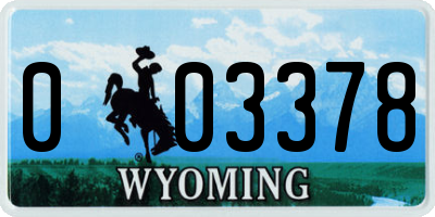 WY license plate 003378