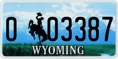 WY license plate 003387