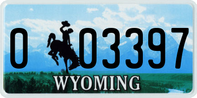 WY license plate 003397