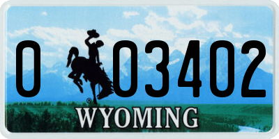 WY license plate 003402