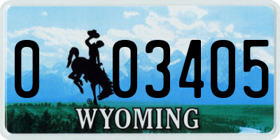 WY license plate 003405