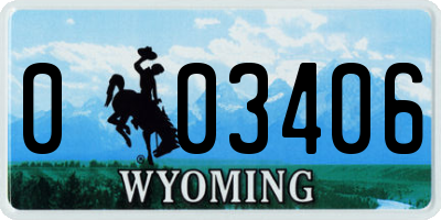WY license plate 003406