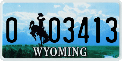 WY license plate 003413