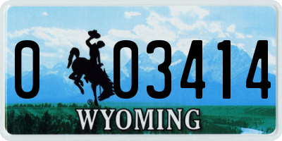 WY license plate 003414