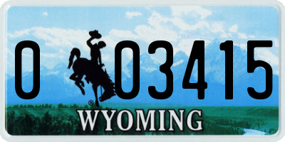 WY license plate 003415