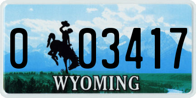 WY license plate 003417