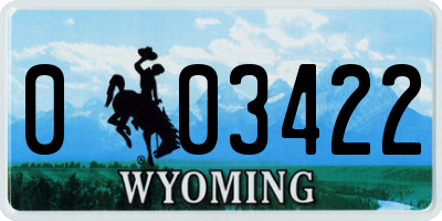 WY license plate 003422