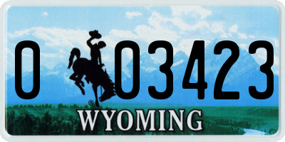 WY license plate 003423