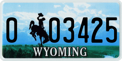 WY license plate 003425