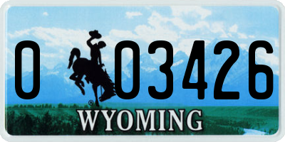 WY license plate 003426