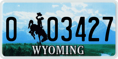 WY license plate 003427