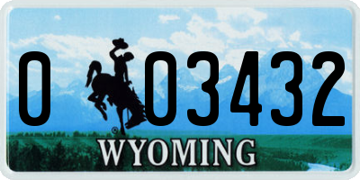 WY license plate 003432