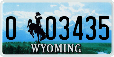 WY license plate 003435