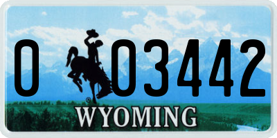 WY license plate 003442