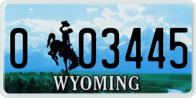 WY license plate 003445