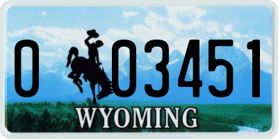 WY license plate 003451