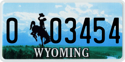 WY license plate 003454