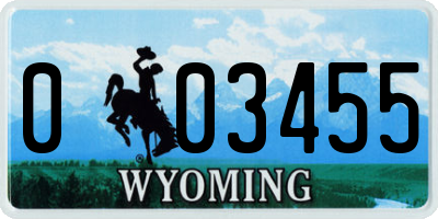 WY license plate 003455