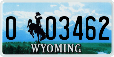 WY license plate 003462