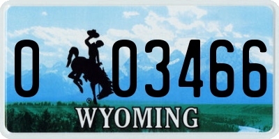 WY license plate 003466