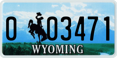 WY license plate 003471