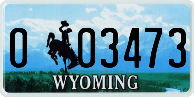 WY license plate 003473