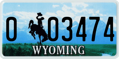 WY license plate 003474