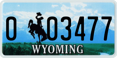 WY license plate 003477