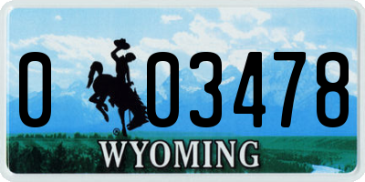WY license plate 003478
