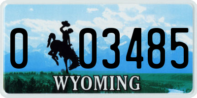 WY license plate 003485