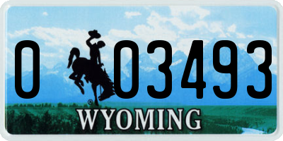 WY license plate 003493