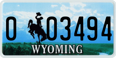 WY license plate 003494