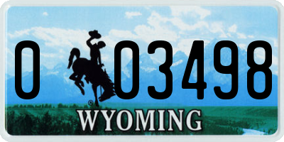 WY license plate 003498