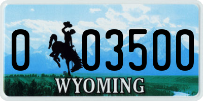 WY license plate 003500