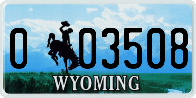 WY license plate 003508