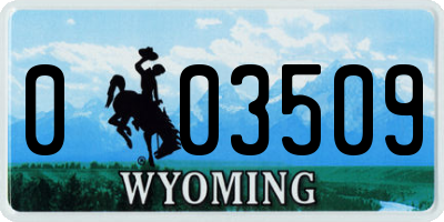 WY license plate 003509