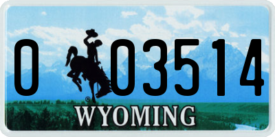 WY license plate 003514