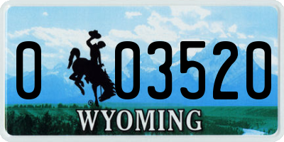 WY license plate 003520