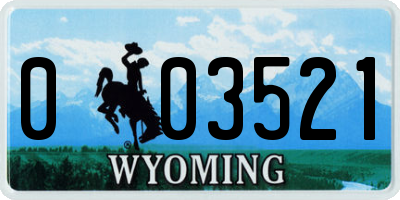 WY license plate 003521