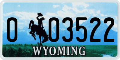 WY license plate 003522