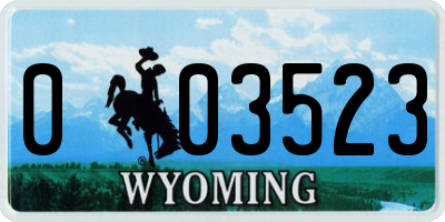 WY license plate 003523