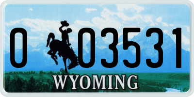 WY license plate 003531